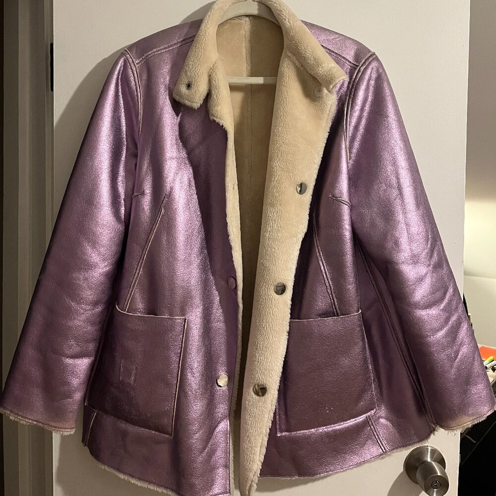 Opening Ceremony Reversible Shearling Jacket | Small | Leather & Cream Shearling